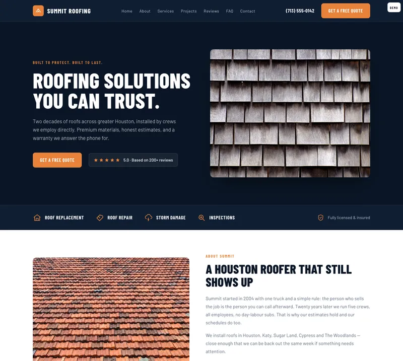 Example contractor website built by Omnimate Solutions